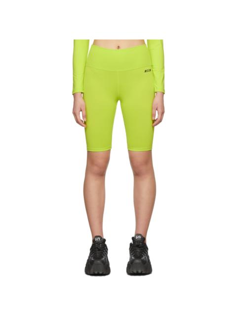 MSGM Green Micro Logo Bike Shorts