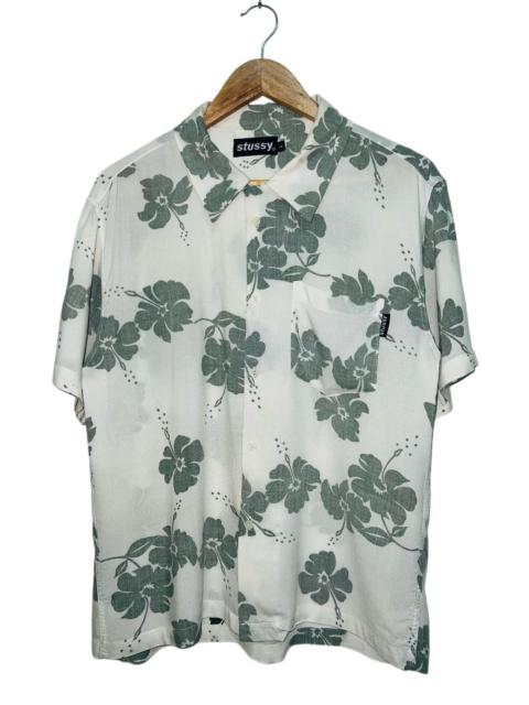 Vintage 1990s Stussy C Floral Hawaiian Camp Collar Shirt