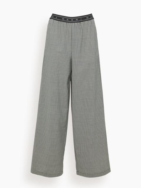 Checked Palazzo Trousers in Black
