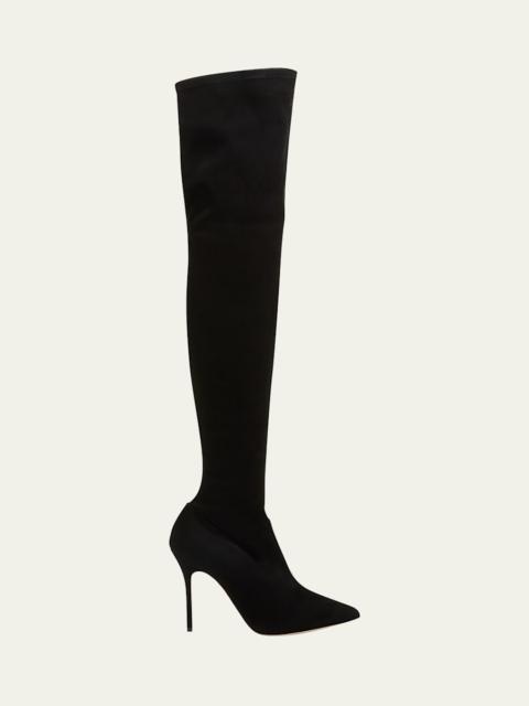 Manolo Blahnik Paschalarehi Suede Over-The-Knee Boots