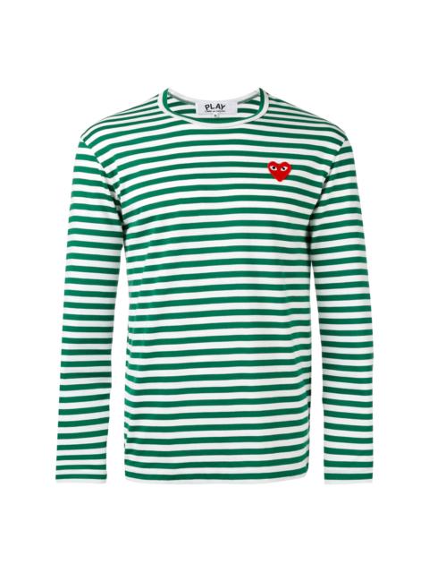 Comme des Garçons PLAY UNISEX STRIPED TEE RED HEART - GREEN