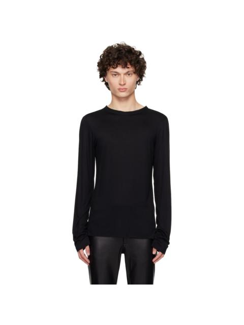 AARON ESH Black Satin Trim Long Sleeve T-shirt