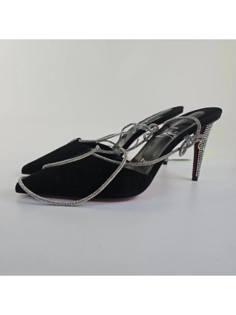 Christian Louboutin CL Astrid Lace Strass 85mm Black Suede Strappy Pumps