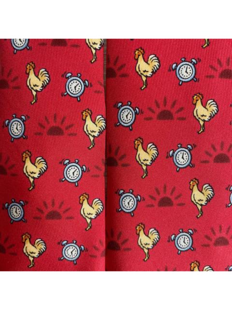 Hermès Hermes Paris Silk Tie 7566 SA Birds Red