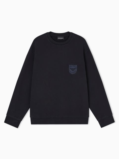 EMPORIO ARMANI FRENCH TERRY JERSEY SWEATSHIRT WITH SHIELD EMBROIDERY