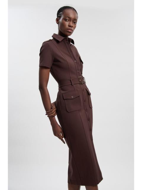 KAREN MILLEN Pocket Detail Ponte Jersey Short Sleeve Midi Dress