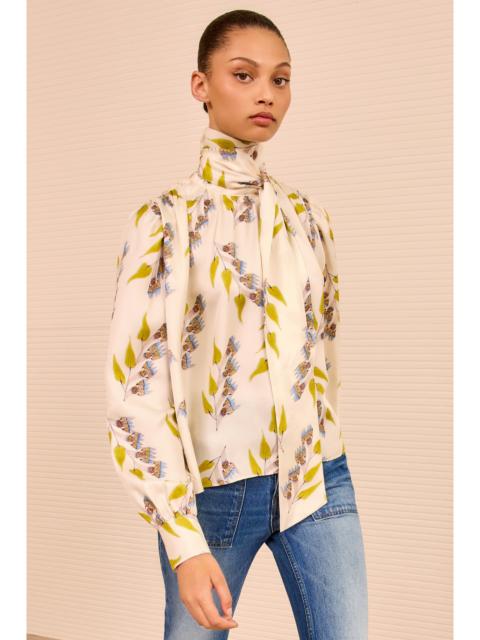ULLA JOHNSON Ornament Tie Neck Blouse