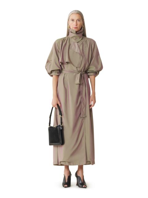 Lanvin Lanvin Black Flowing Taffeta Trench Coat in Taupe at Nordstrom
