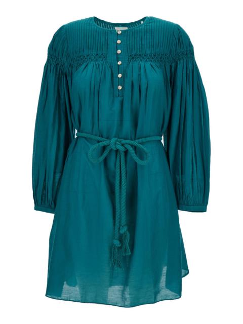 Isabel Marant Etoile Women Blue 'Adeliani' Belted Mini Dress In Cotton Blend Woman