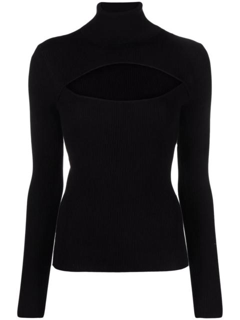 cut-out roll-neck silk-blend top
