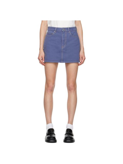 GANNI Blue Stripe Overdyed Denim Miniskirt