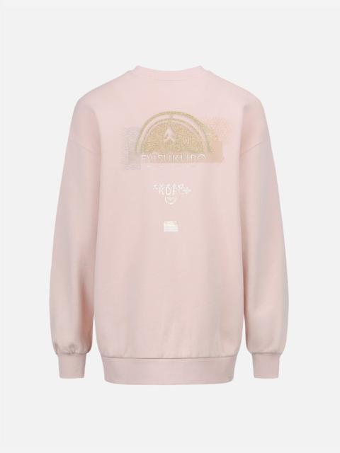 EVISU Kamon Glitter Print Oversize Sweatshirt