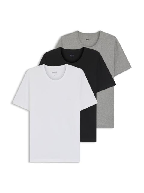 BOSS THREE-PACK OF LOGO-EMBROIDERED T-SHIRTS IN COTTON