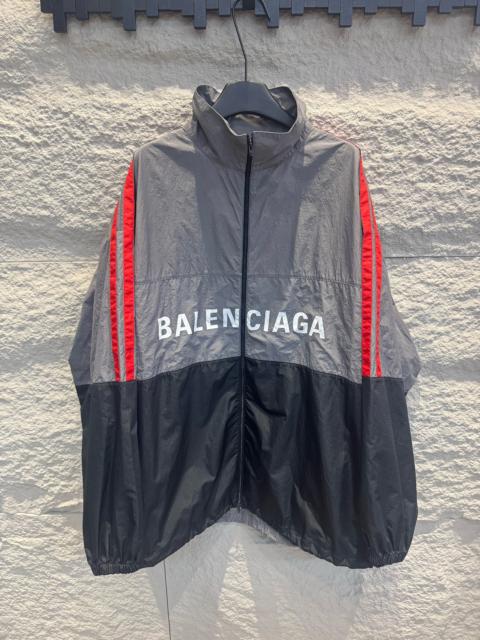 BALENCIAGA Balenciaga Red Black & Grey Windbreaker Jacket