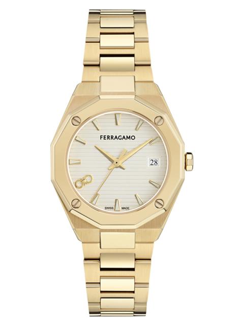 FERRAGAMO FERRAGAMO Edge Bracelet Watch, 34mm in Ip Yellow Gold at Nordstrom