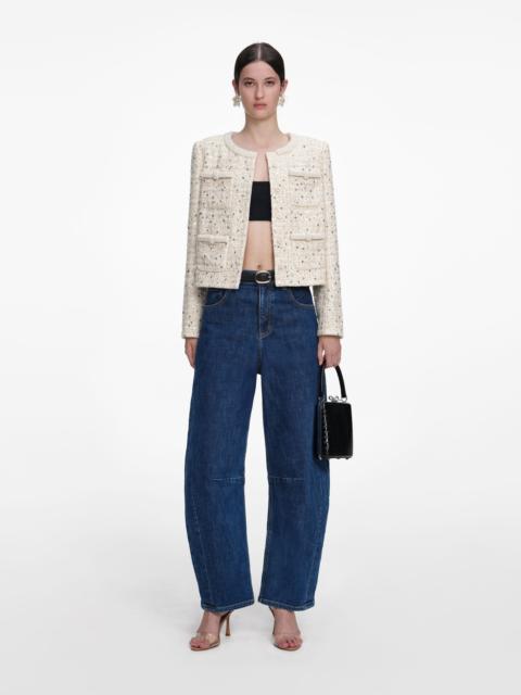 self-portrait Cream Embellished Boucle Jacket