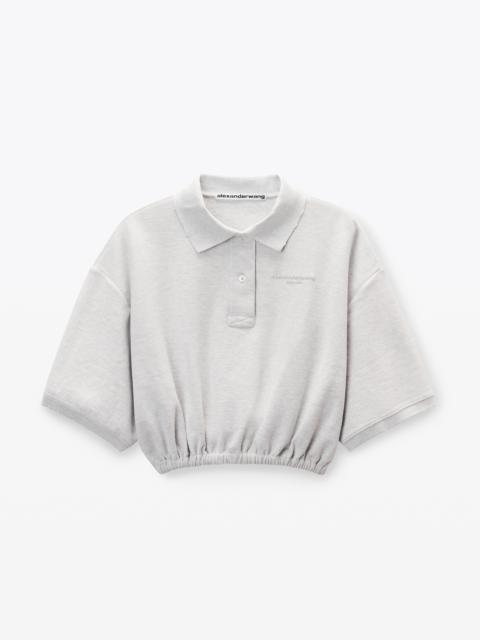 Alexander Wang light grey striped pique polo