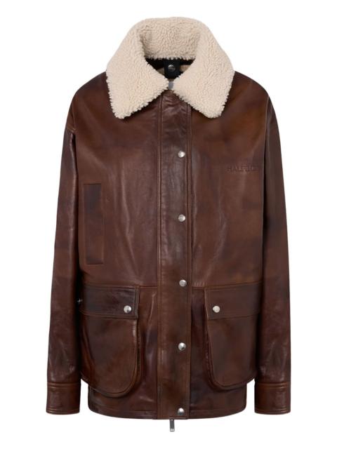HALFBOY®️ shearling-collar leather jacket
