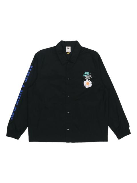 Nike Men's Nike SS22 Retro Embroidered Daisy Long Sleeves Jacket Autumn Black DM5056-010