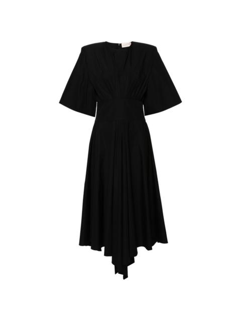 poplin shoulder-pads midi dress