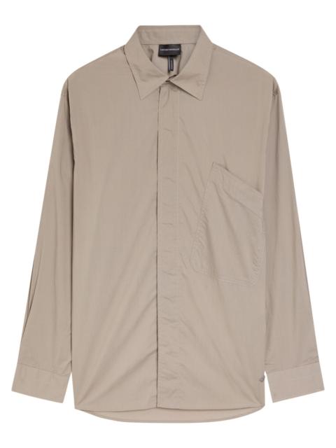 EMPORIO ARMANI Emporio Armani Logo-embroidered Cotton-poplin Shirt