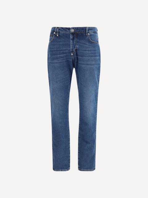 PHILIPP PLEIN Basic Straight Cut Jeans with straight leg logo appliqué