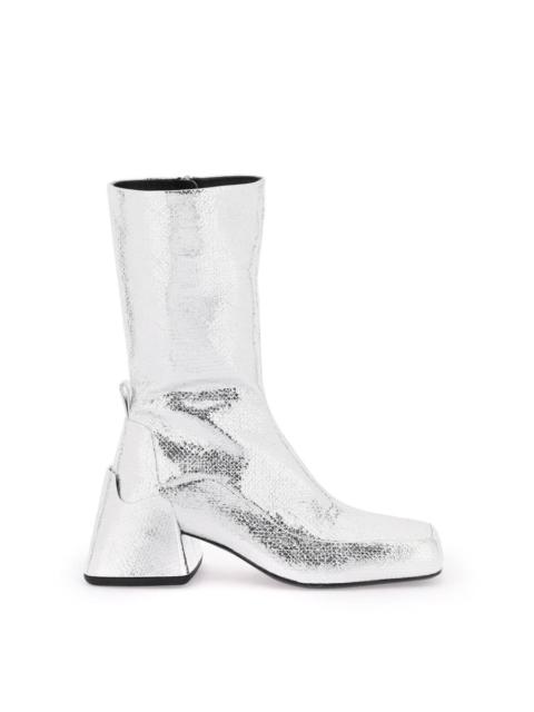 JIL SANDER CRACKED-EFFECT LAMINATED LEATHER BOOTS