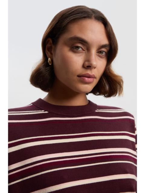 KAREN MILLEN Stripe Viscose Blend Crew Neck Knit Top