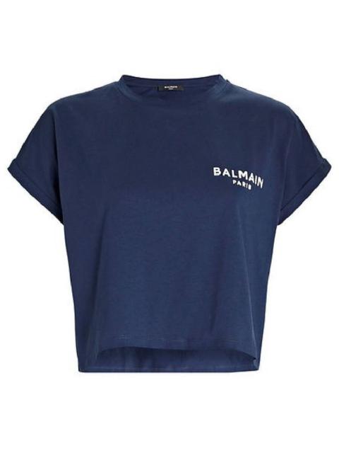 Balmain Balmain Logo Embossed Cropped T Shirt