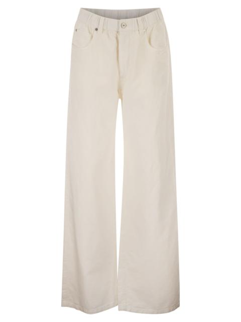Brunello Cucinelli Brunello Cucinelli Women Contemporary Trousers In Garment-Dyed Cotton And Linen Cover With Monile