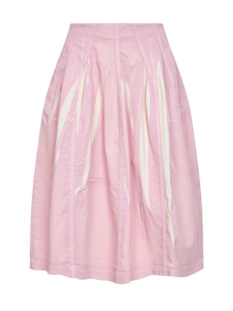 Marni Marni Women Pink Screen-Printed Denim Flared Midi Skirt