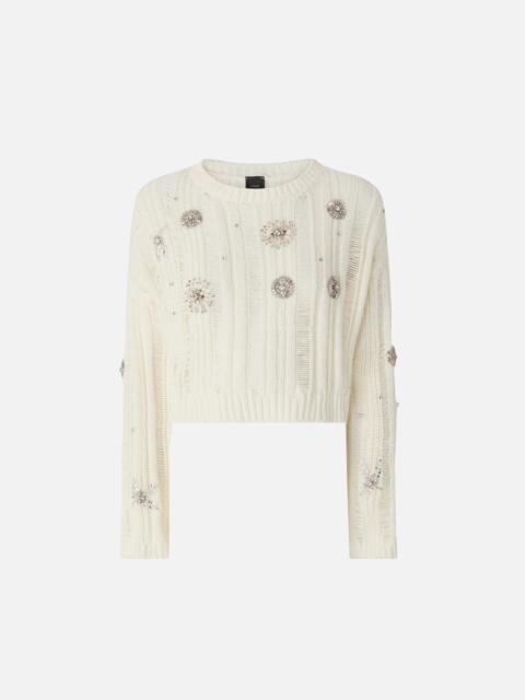 PINKO OPENWORK SWEATER WITH JEWEL DETAILS