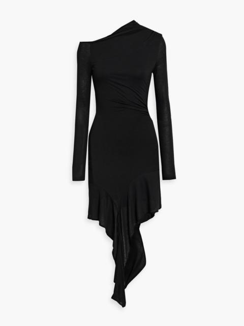 Helmut Lang One-shoulder draped jersey mini dress