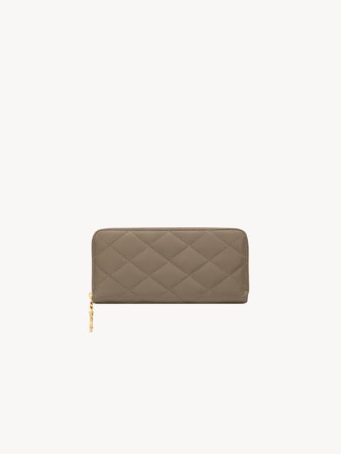 SAINT LAURENT CASSANDRE BIJOU ZIP WALLET IN GRAIN DE POUDRE LEATHER