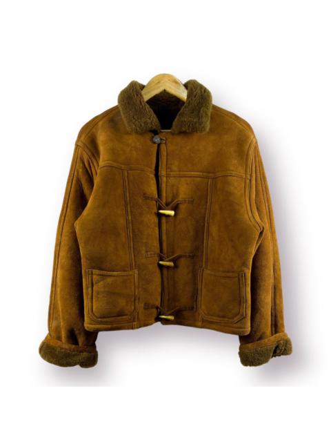 Other Designers 🔥 Barnstormer DUFFLE CROP JACKET LEATHER GENUINE FUR COLLAR