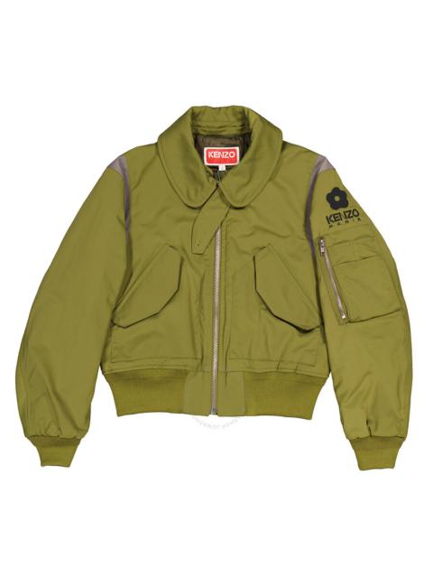 KENZO Kenzo Khaki Hana Leopard Dettail Bomber Jacket