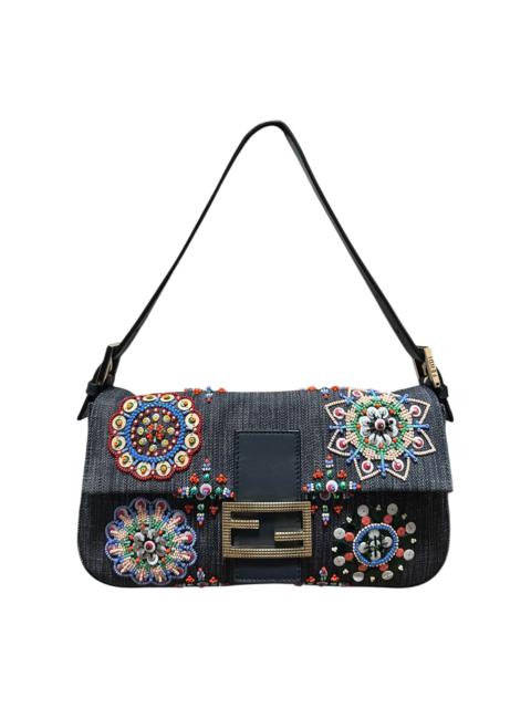 FENDI Denim Beaded Mamma Baguette Bag