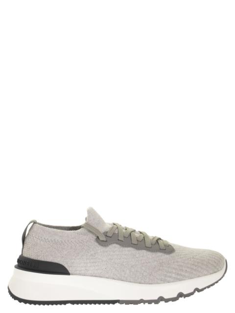 Brunello Cucinelli Brunello Cucinelli Men Runners In Cotton Knit And Semi-Glossy Calf Leather