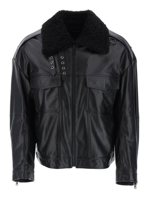 Dolce & Gabbana Leather-And-Fur Biker Jacket Men
