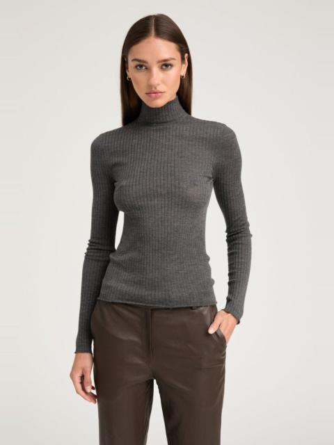 SPRWMN CHARCOAL CASHMERE MOCK NECK