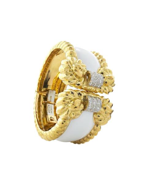 DAVID WEBB White Enamel Rope Cuff Bracelet