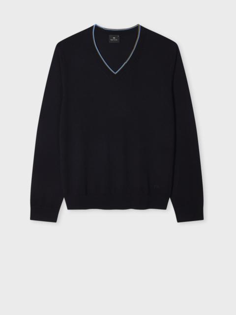 Paul Smith Navy Merino V-Neck Sweater