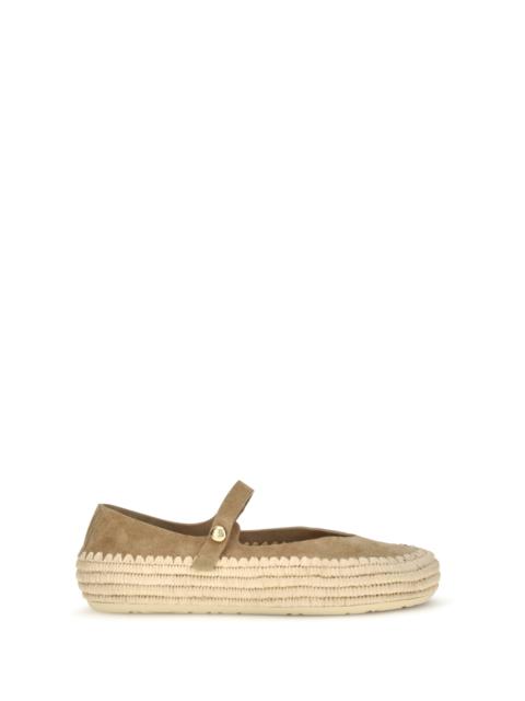 Loewe Loewe Rio Suede and Raffia Mary Jane Espadrillas Dark Beige