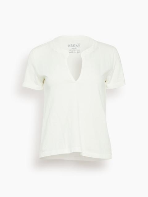 ASKK NY Classic Henley Tee in Ivory