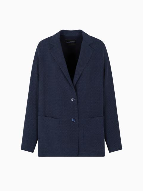 EMPORIO ARMANI ASV CUPRO-BLEND SINGLE-BREASTED BLAZER