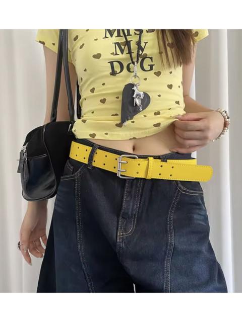 Other Designers Other - Y2K Double-Hole Yellow PU Leather Belt