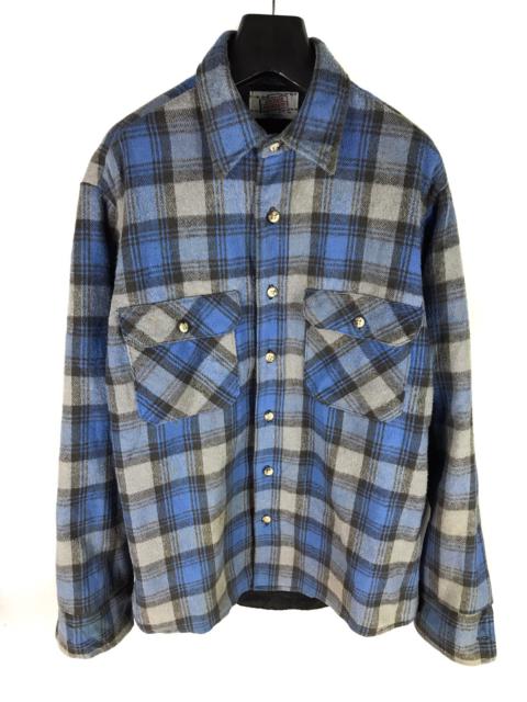Other Designers Vintage - PRIVATE PROPERTY Heavy Flannel Shirt Grey Blue