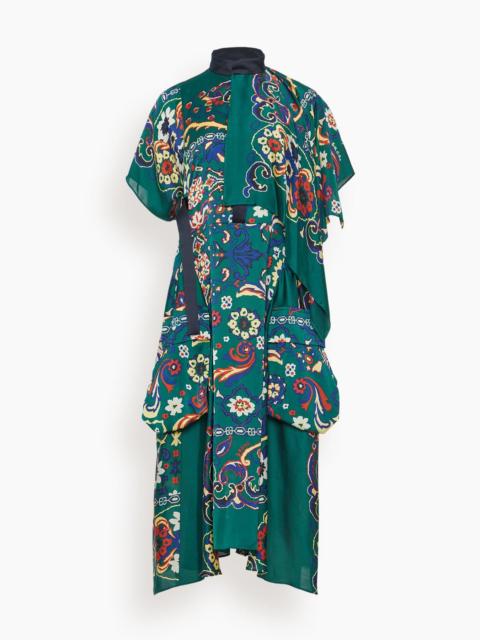 sacai Floral Print Dress in Green