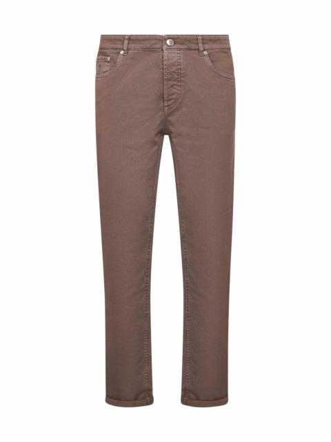 Brunello Cucinelli Taupe garment-dyed denim traditional fit jeans