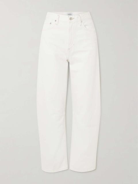 Miro Relaxed high-rise barrel-leg jeans White